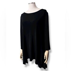 TRAVELERS By CHICO’S Black Liquid Knit Scoop Neck Tunic Top Size 3 (XL)